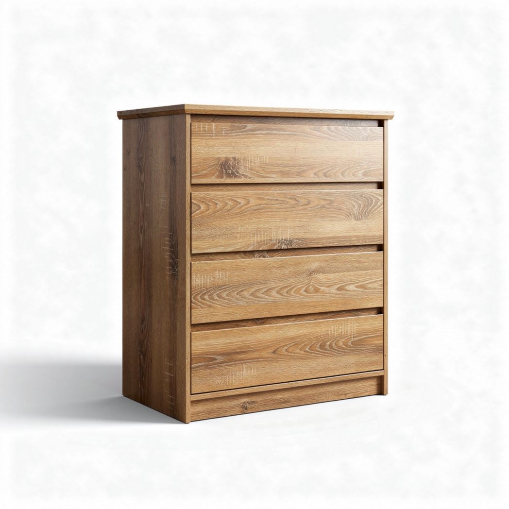 Wooden dresser with four drawers for bedroom storage 80 x 40 x 100cm