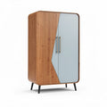 Wooden wardrobe with a two-tone design and metal handles 80 x 50 x 130cm