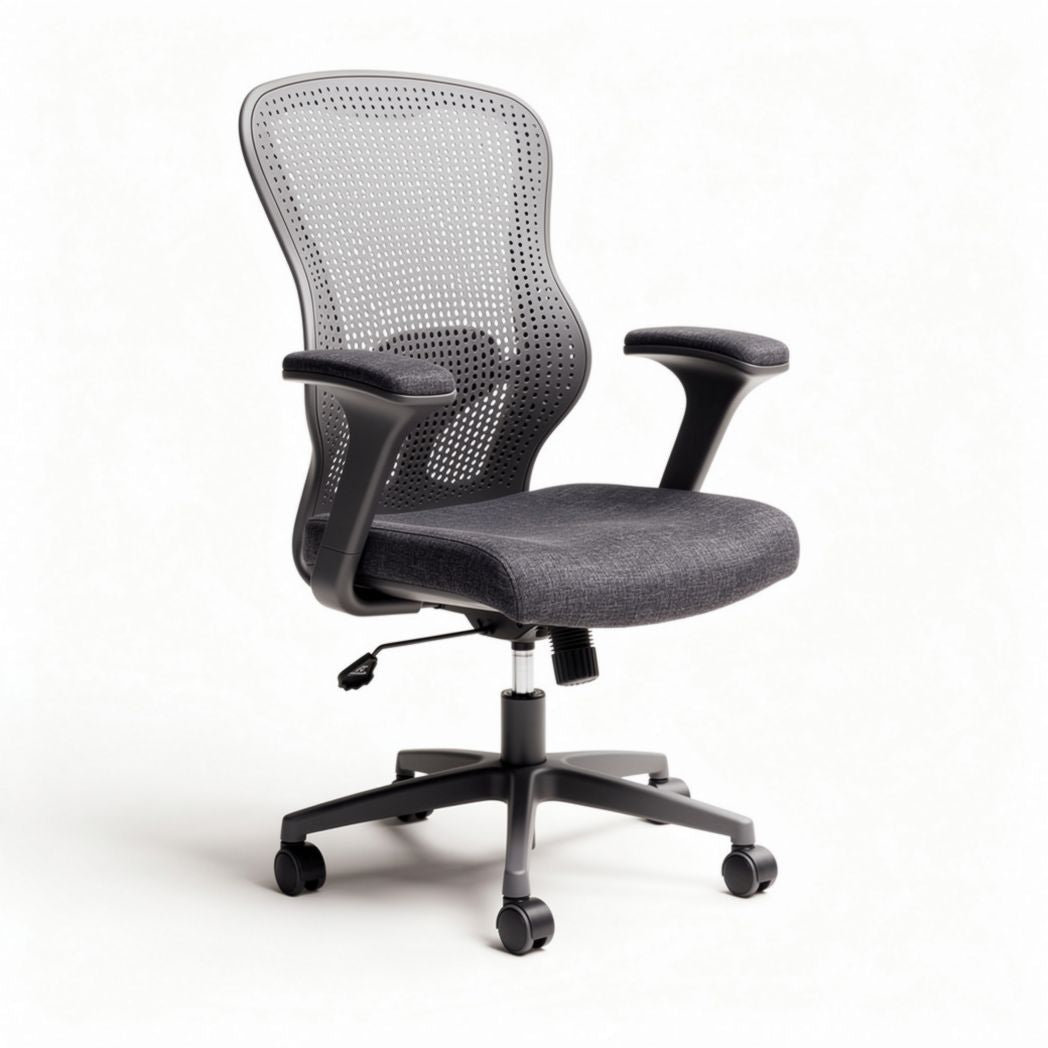 Mesh office chair with adjustable height and armrests in gray 70 x 60 x 100cm