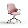 Pink ergonomic office chair with adjustable height and rolling wheels