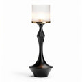 Black table lamp with ribbed glass shade and elegant design 30 x 12 x 12cm