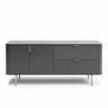 Modern gray storage cabinet with wooden finish and metal legs 120 x 40 x 60cm