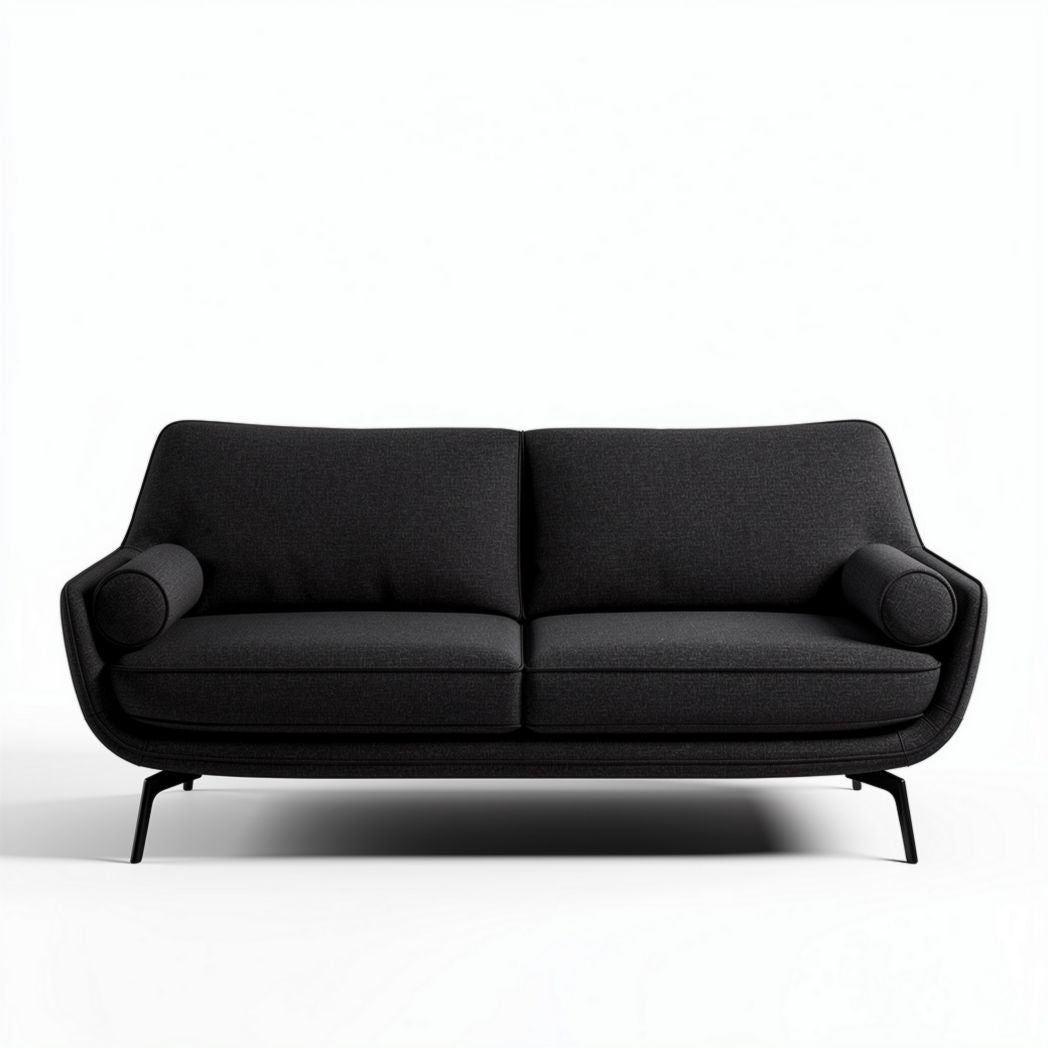 Black fabric loveseat sofa with armrests 200 x 100 x 85cm