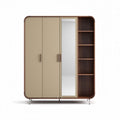 Modern wooden wardrobe with mirror and open shelving 150 x 60 x 200cm