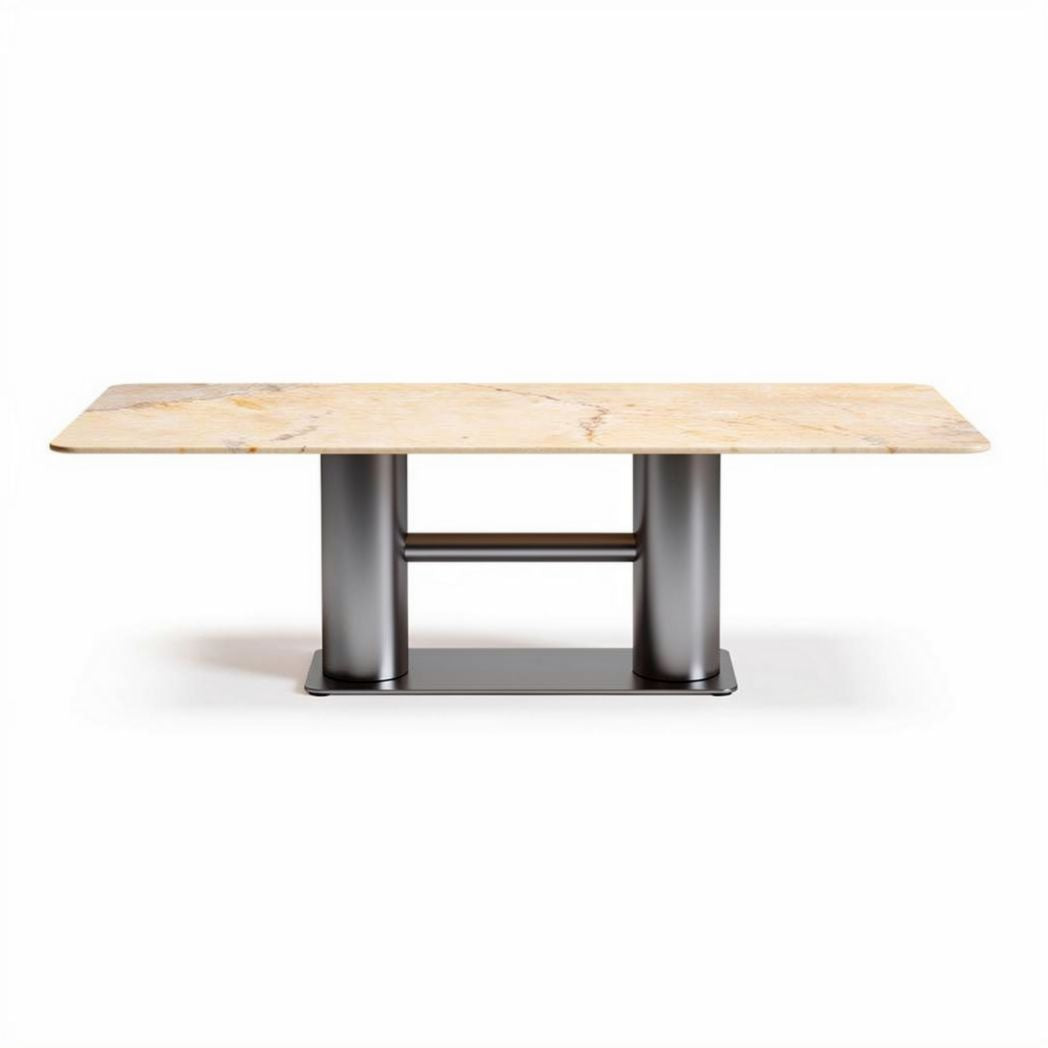 Marble top dining table with metal base 180 x 90 x 75cm for modern interiors